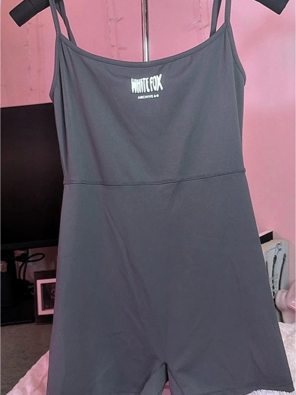 White Fox Gray Romper Size Medium- NWOT